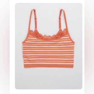 Aerie Seamless Lace Trim Longline Bralette - Rusty Peach - XL